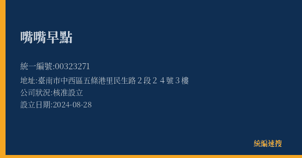 嘴嘴早點的照片-統編 00323271(臺南市) 公司登記資料與營業項目詳細圖表