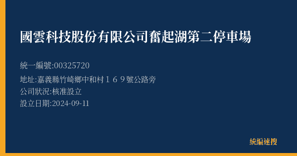 國雲科技股份有限公司奮起湖第二停車場的照片-統編 00325720(嘉義縣) 公司登記資料與營業項目詳細圖表