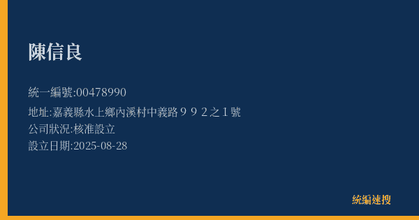陳信良的照片-統編 00478990(嘉義縣) 公司登記資料與營業項目詳細圖表