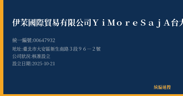 伊茉國際貿易有限公司YiMore SajA台大旗艦營業處的照片-統編 00647932(臺北市) 公司登記資料與營業項目詳細圖表