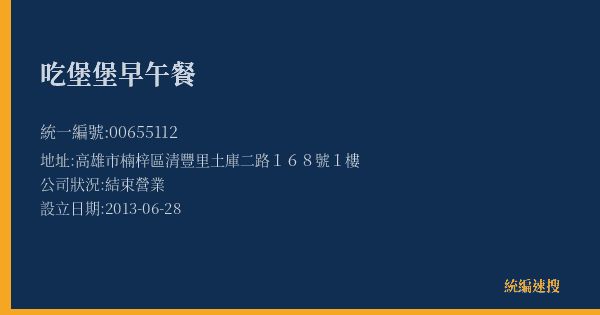 吃堡堡早午餐的照片-統編 00655112(高雄市) 公司登記資料與營業項目詳細圖表
