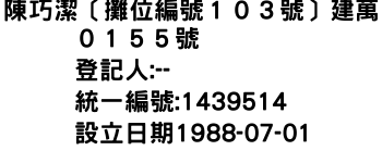 IMG-陳巧潔〔攤位編號１０３號〕建萬０１５５號