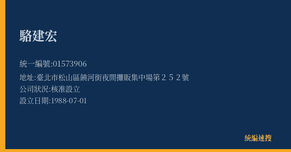 駱建宏的照片-統編 01573906(臺北市) 公司登記資料與營業項目詳細圖表