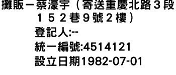 IMG-攤販－蔡濠宇（寄送重慶北路３段１５２巷９號２樓）