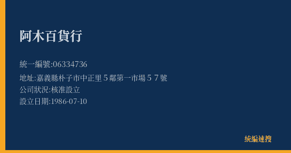 阿木百貨行的照片-統編 06334736(嘉義縣) 公司登記資料與營業項目詳細圖表