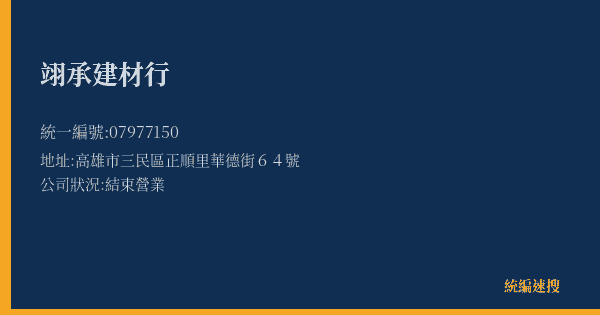 翊承建材行的照片-統編 07977150(高雄市) 公司登記資料與營業項目詳細圖表