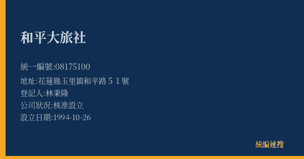 和平大旅社的照片-統編 08175100(花蓮縣) 公司登記資料與營業項目詳細圖表