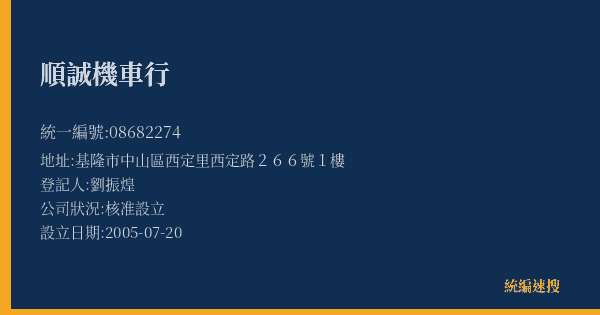 順誠機車行的照片-統編 08682274(基隆市) 公司登記資料與營業項目詳細圖表