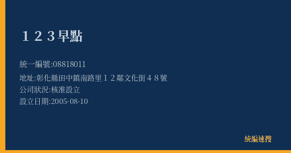 123早點的照片-統編 08818011(彰化縣) 公司登記資料與營業項目詳細圖表