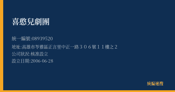 喜憨兒劇團的照片-統編 08939520(高雄市) 公司登記資料與營業項目詳細圖表