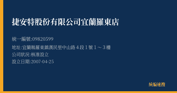 捷安特股份有限公司宜蘭羅東店的照片-統編 09820599(宜蘭縣) 公司登記資料與營業項目詳細圖表