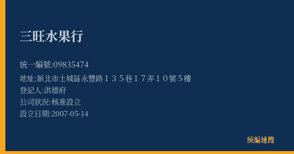 三旺水果行的照片-統編 09835474(新北市) 公司登記資料與營業項目詳細圖表
