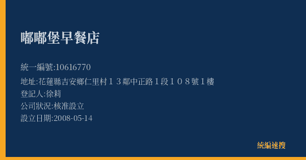 嘟嘟堡早餐店的照片-統編 10616770(花蓮縣) 公司登記資料與營業項目詳細圖表