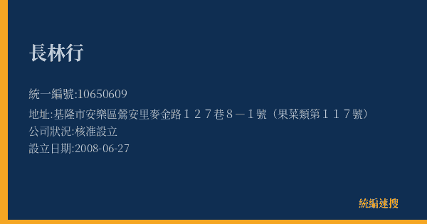 長林行的照片-統編 10650609(基隆市) 公司登記資料與營業項目詳細圖表