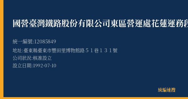 國營臺灣鐵路股份有限公司東區營運處花蓮運務段康樂站的照片-統編 12085849(臺東縣) 公司登記資料與營業項目詳細圖表