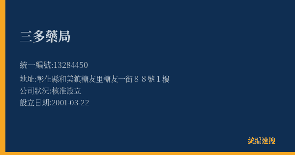 三多藥局的照片-統編 13284450(彰化縣) 公司登記資料與營業項目詳細圖表