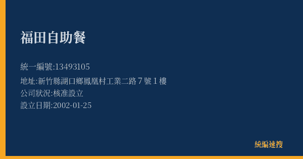 福田自助餐的照片-統編 13493105(新竹縣) 公司登記資料與營業項目詳細圖表
