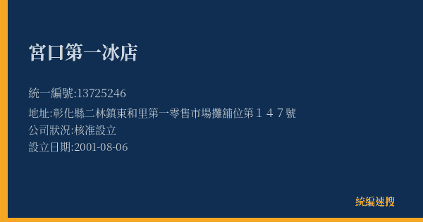 宮口第一冰店的照片-統編 13725246(彰化縣) 公司登記資料與營業項目詳細圖表