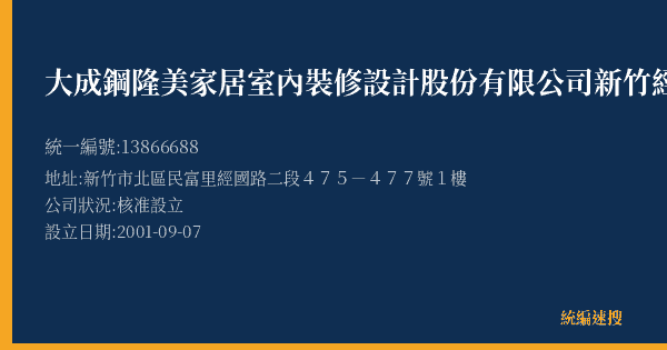 大成鋼隆美家居室內裝修設計股份有限公司新竹經國門市部的照片-統編 13866688(新竹市) 公司登記資料與營業項目詳細圖表
