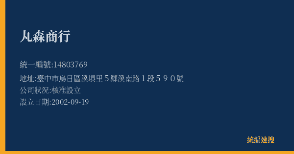 丸森商行的照片-統編 14803769(臺中市) 公司登記資料與營業項目詳細圖表