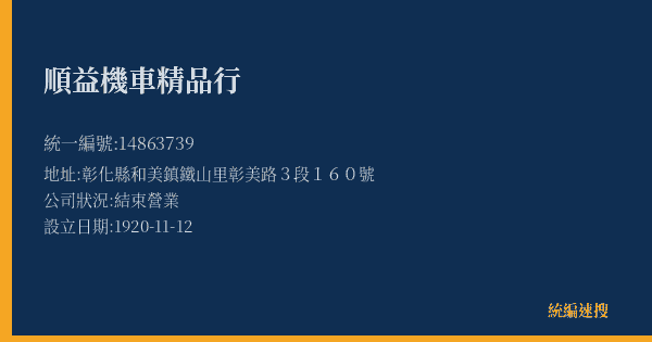 順益機車精品行的照片-統編 14863739(彰化縣) 公司登記資料與營業項目詳細圖表