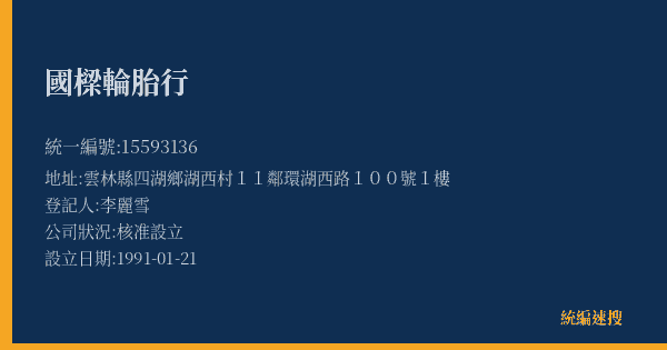 國樑輪胎行的照片-統編 15593136(雲林縣) 公司登記資料與營業項目詳細圖表