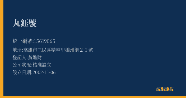 丸鈺號的照片-統編 15619065(高雄市) 公司登記資料與營業項目詳細圖表