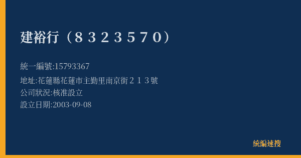 建裕行(8323570)的照片-統編 15793367(花蓮縣) 公司登記資料與營業項目詳細圖表
