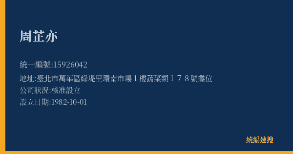周芷亦的照片-統編 15926042(臺北市) 公司登記資料與營業項目詳細圖表