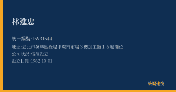 林進忠的照片-統編 15931544(臺北市) 公司登記資料與營業項目詳細圖表