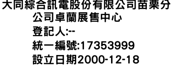 IMG-大同綜合訊電股份有限公司苗栗分公司卓蘭展售中心