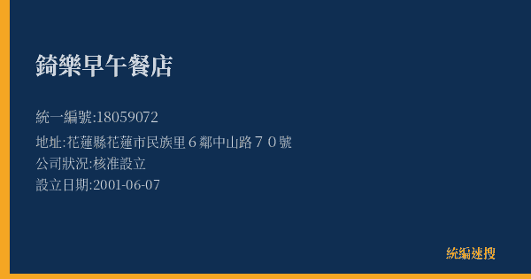 錡樂早午餐店的照片-統編 18059072(花蓮縣) 公司登記資料與營業項目詳細圖表
