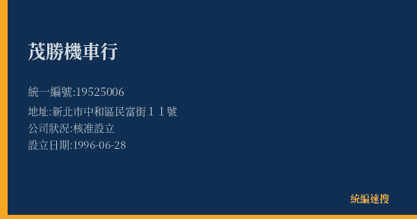 茂勝機車行的照片-統編 19525006(新北市) 公司登記資料與營業項目詳細圖表