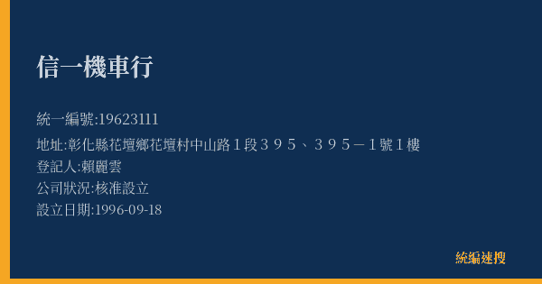 信一機車行的照片-統編 19623111(彰化縣) 公司登記資料與營業項目詳細圖表