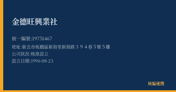 金德旺興業社的照片-統編 19751467(新北市) 公司登記資料與營業項目詳細圖表