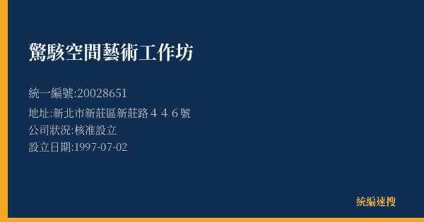 驚駭空間藝術工作坊的照片-統編 20028651(新北市) 公司登記資料與營業項目詳細圖表