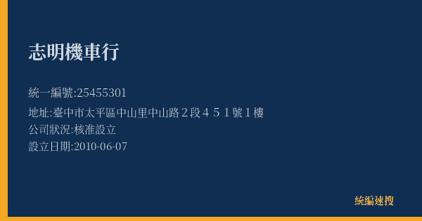 志明機車行的照片-統編 25455301(臺中市) 公司登記資料與營業項目詳細圖表