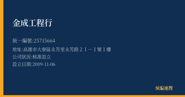 金成工程行的照片-統編 25715664(高雄市) 公司登記資料與營業項目詳細圖表