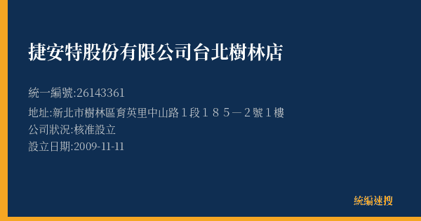 捷安特股份有限公司台北樹林店的照片-統編 26143361(新北市) 公司登記資料與營業項目詳細圖表