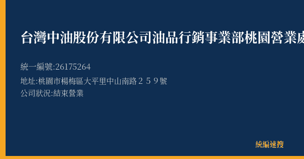台灣中油股份有限公司油品行銷事業部桃園營業處廣豐加油站的照片-統編 26175264(桃園市) 公司登記資料與營業項目詳細圖表
