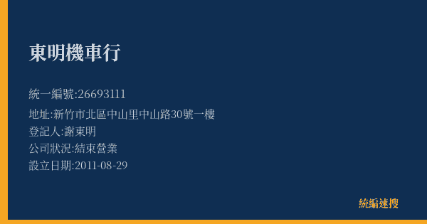 東明機車行的照片-統編 26693111(新竹市) 公司登記資料與營業項目詳細圖表