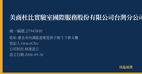 美商杜比實驗室國際服務股份有限公司台灣分公司的照片-統編 27945810(臺北市) 公司登記資料與營業項目詳細圖表