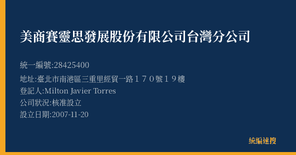 美商賽靈思發展股份有限公司台灣分公司的照片-統編 28425400(臺北市) 公司登記資料與營業項目詳細圖表