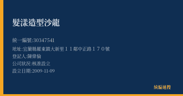 髮漾造型沙龍的照片-統編 30347541(宜蘭縣) 公司登記資料與營業項目詳細圖表