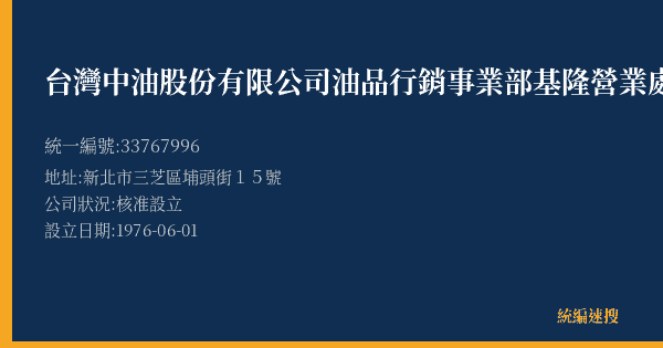 台灣中油股份有限公司油品行銷事業部基隆營業處三芝加油站的照片-統編 33767996(新北市) 公司登記資料與營業項目詳細圖表