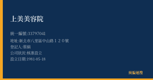 上美美容院的照片-統編 33797041(新北市) 公司登記資料與營業項目詳細圖表