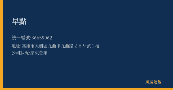 早點的照片-統編 36659062(高雄市) 公司登記資料與營業項目詳細圖表