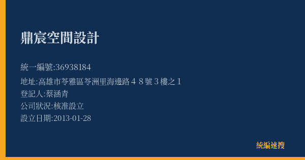 鼎宸空間設計的照片-統編 36938184(高雄市) 公司登記資料與營業項目詳細圖表