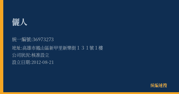 儷人的照片-統編 36973273(高雄市) 公司登記資料與營業項目詳細圖表