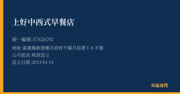 上好中西式早餐店的照片-統編 37626701(嘉義縣) 公司登記資料與營業項目詳細圖表